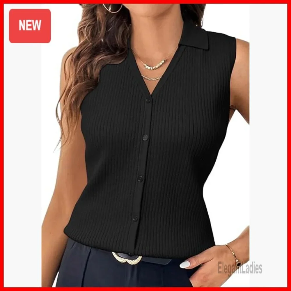 100% Cotton Slim Fitted Tank Top Button Down Business Casual